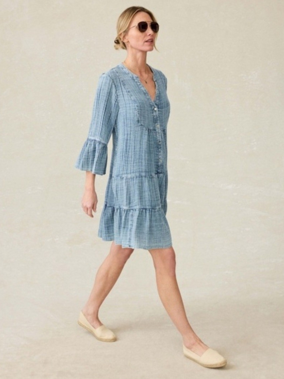 Faherty Kasey Organic Cotton Tiered Dress Size XS - Picture 14 of 14